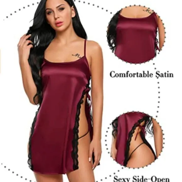 Women Babydoll For Women Satin Nightwear Lace Chemise Sexy Nightgown