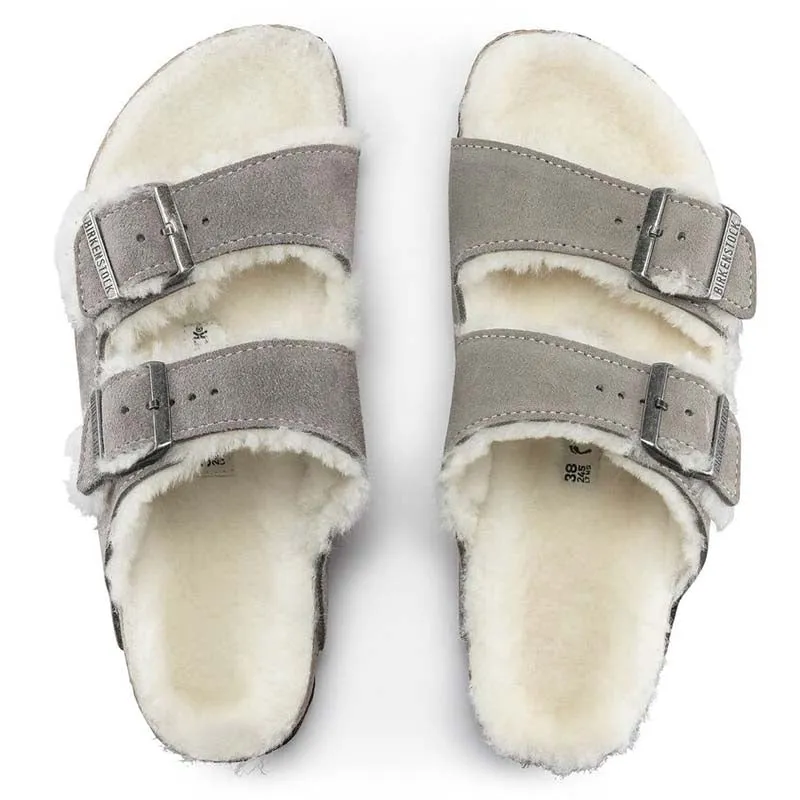 Women's Arizona Shearling Sandals in Stone Coin