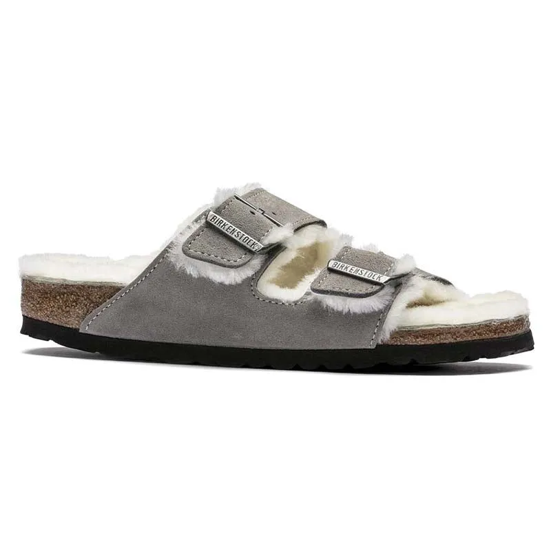 Women's Arizona Shearling Sandals in Stone Coin