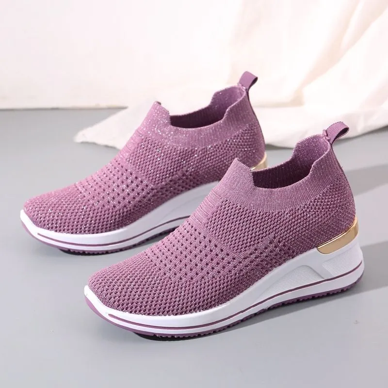 Women's Casual Knitted Wedge Sneakers
