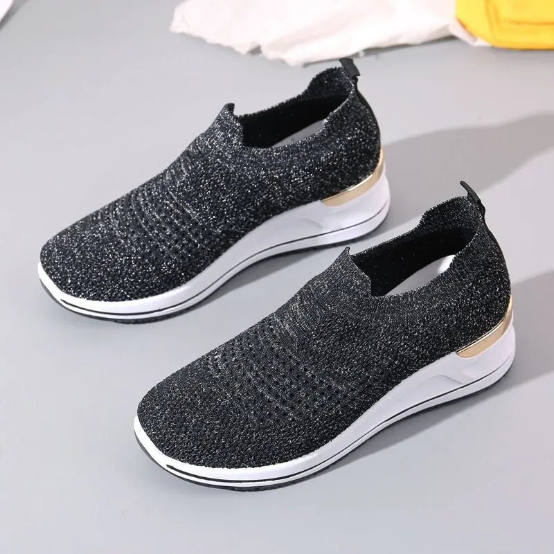 Women's Casual Knitted Wedge Sneakers