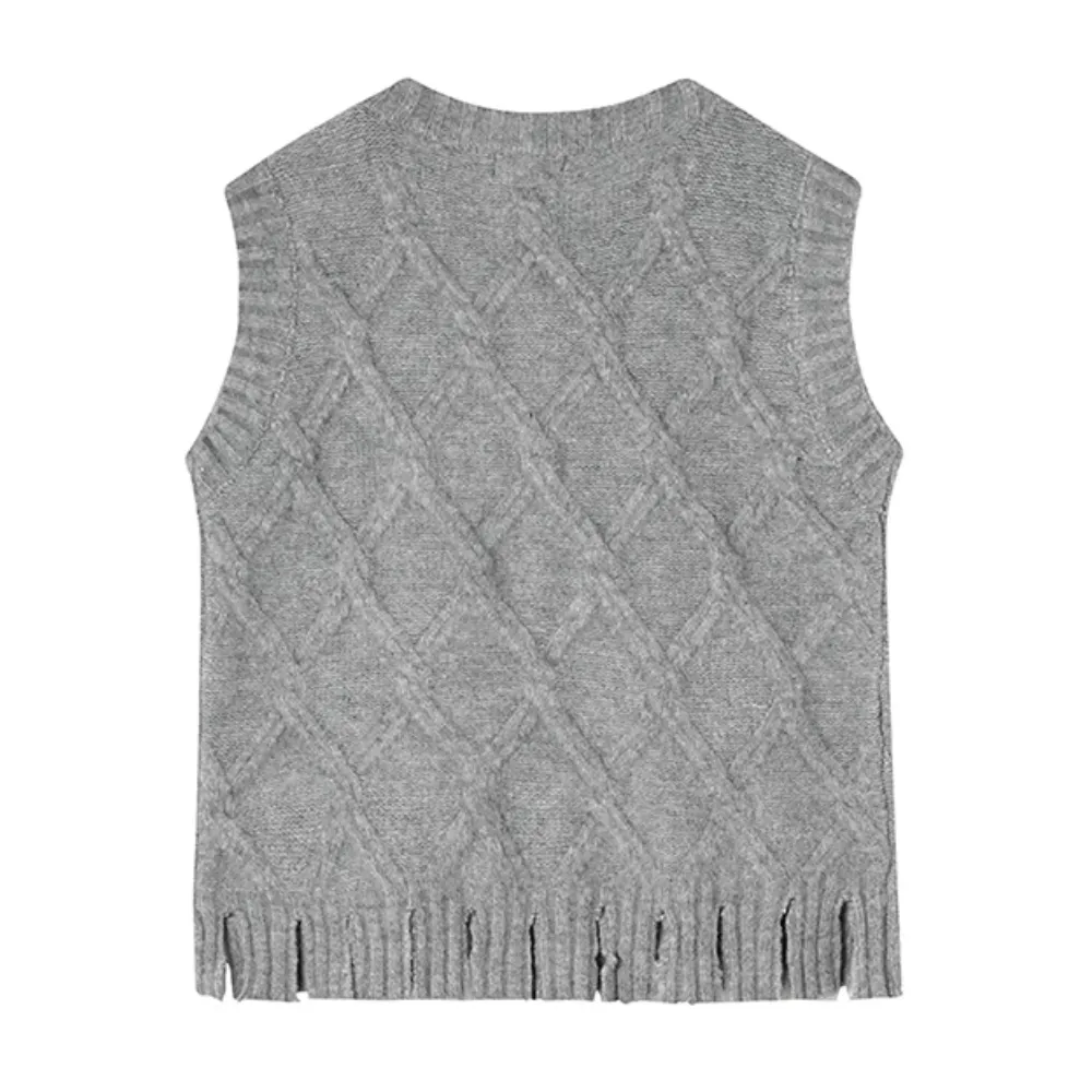 Women's Casual Solid Color Knitted Vest