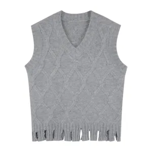 Women's Casual Solid Color Knitted Vest