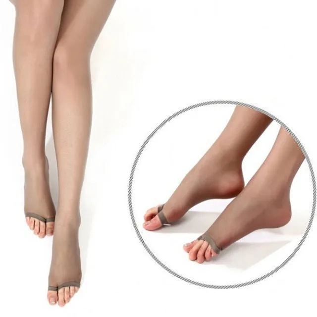Women's Diana Shiny Toeless Pantyhose 15 Den - Sandal Foot Summer Tight