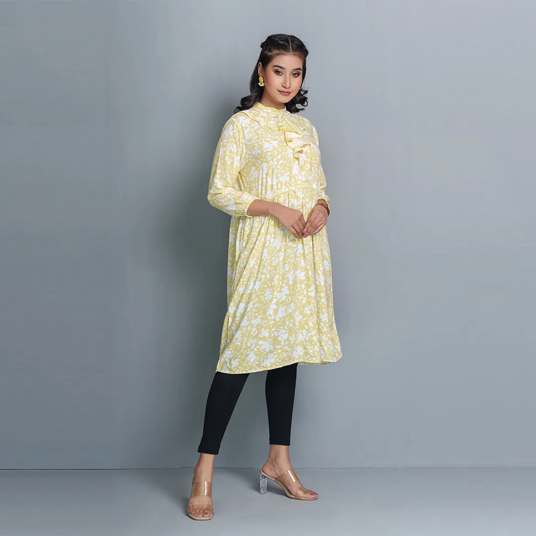 Womens Dress- Yellow/White