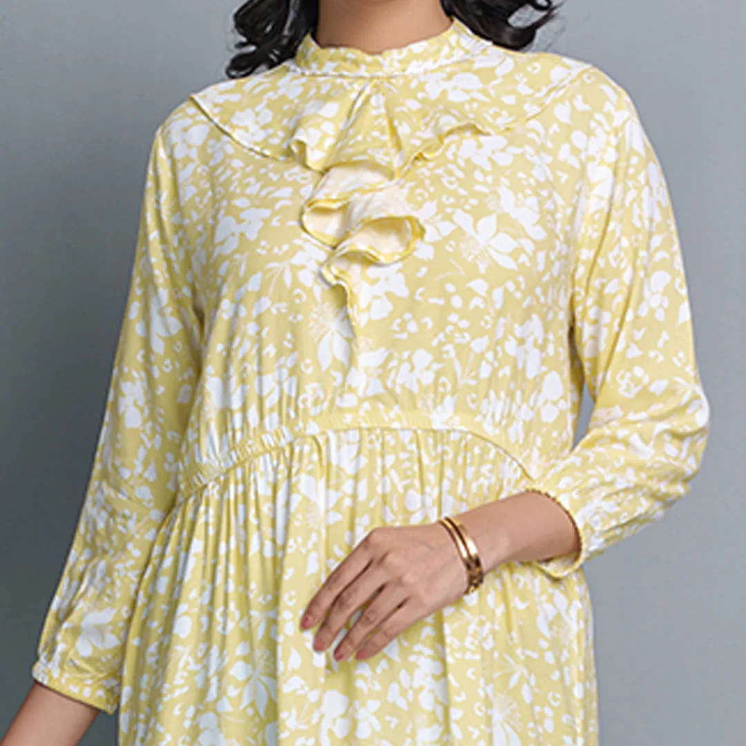 Womens Dress- Yellow/White