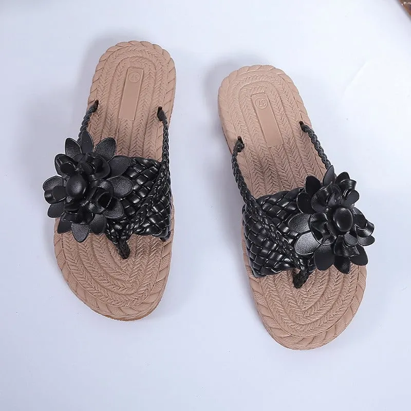 Women's Flower Flat Flip Flops