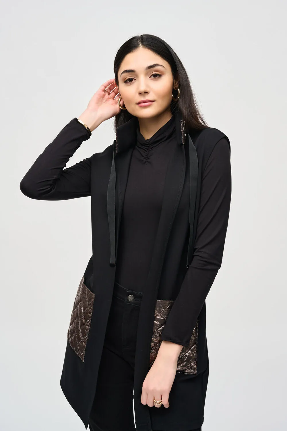 Women's Joseph Ribkoff | Quilted Metallic Vest | Black
