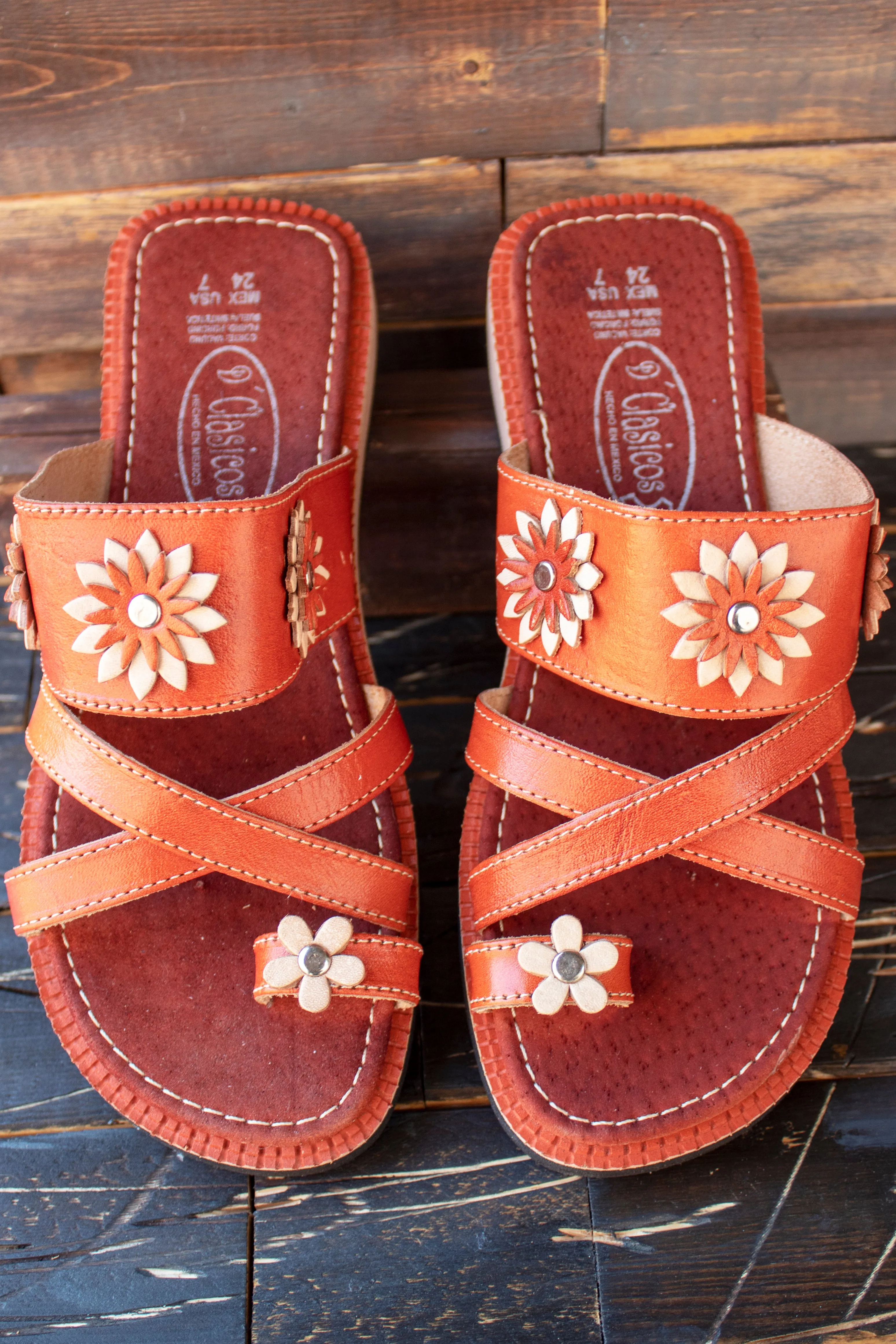 WOMENS LEATHER SLIP ON HUARACHE MEXICAN SANDAL