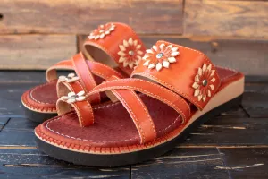 WOMENS LEATHER SLIP ON HUARACHE MEXICAN SANDAL