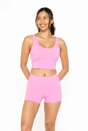 Women's Mono B | Longline Double Strap Sports Bra | Fuchsia