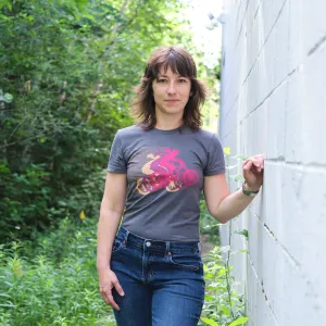 Women's Mountain  Bike Tee, Asphalt Ponytail - Final Sale
