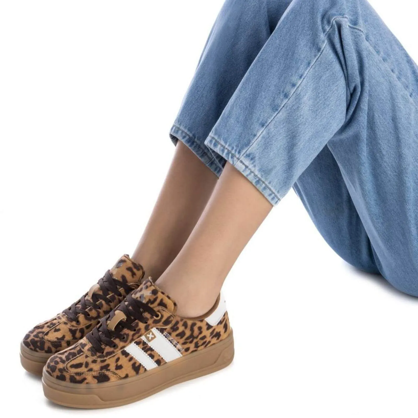 XTI Animal Print Elevated Gum Sole Sneakers