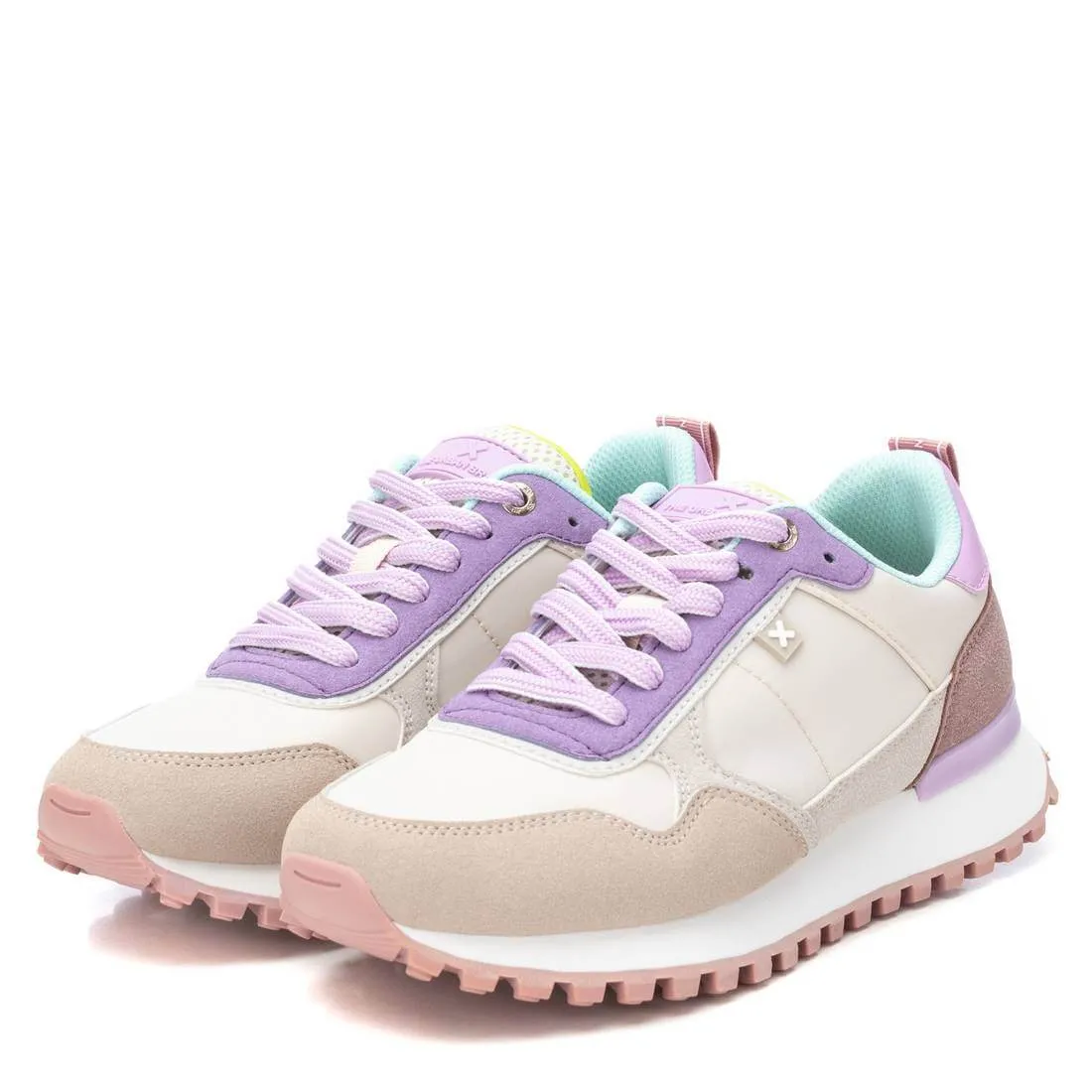 XTI Beige & Purple Retro Sneakers