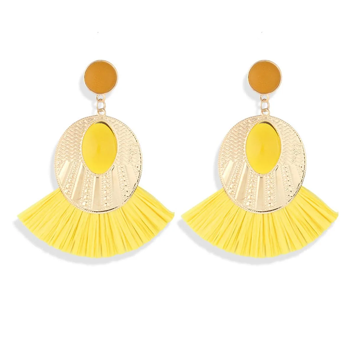 Yellow Rattan & 18K Gold-Plated Drop Earrings