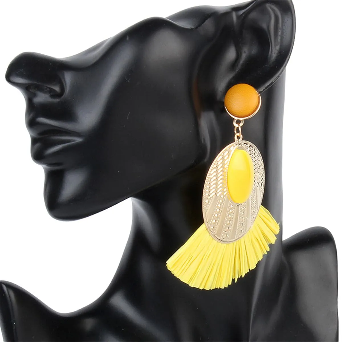 Yellow Rattan & 18K Gold-Plated Drop Earrings