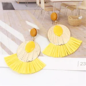 Yellow Rattan & 18K Gold-Plated Drop Earrings