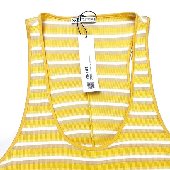 ZARA Flowy Ultra Lightweight Ribbed Racerback Dress Size Medium NWT